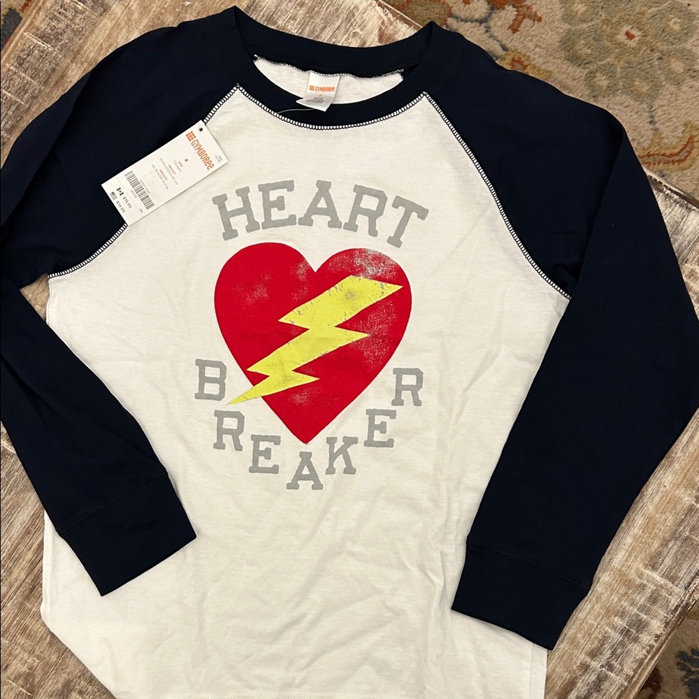 Gymboree Navy and White Heart Breaker Long Sleeve Tee Valentine’s Day